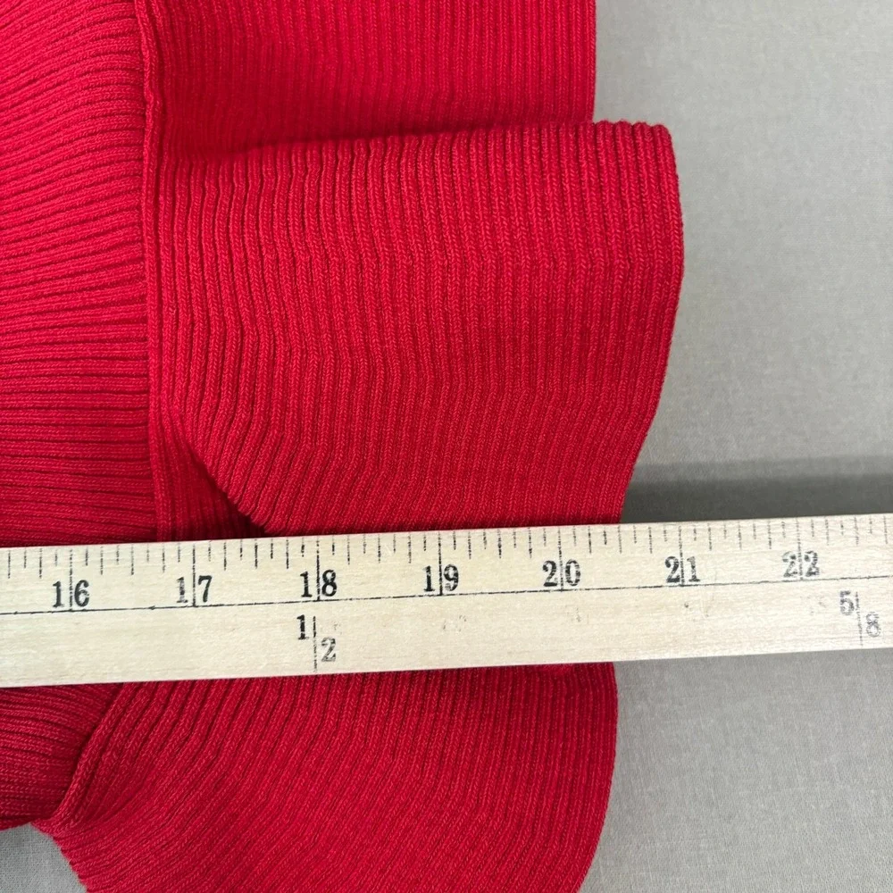 Express Ribbed Sweetheart Neckline Ruffle Peplum Sweater Womens XL Red Ruffle